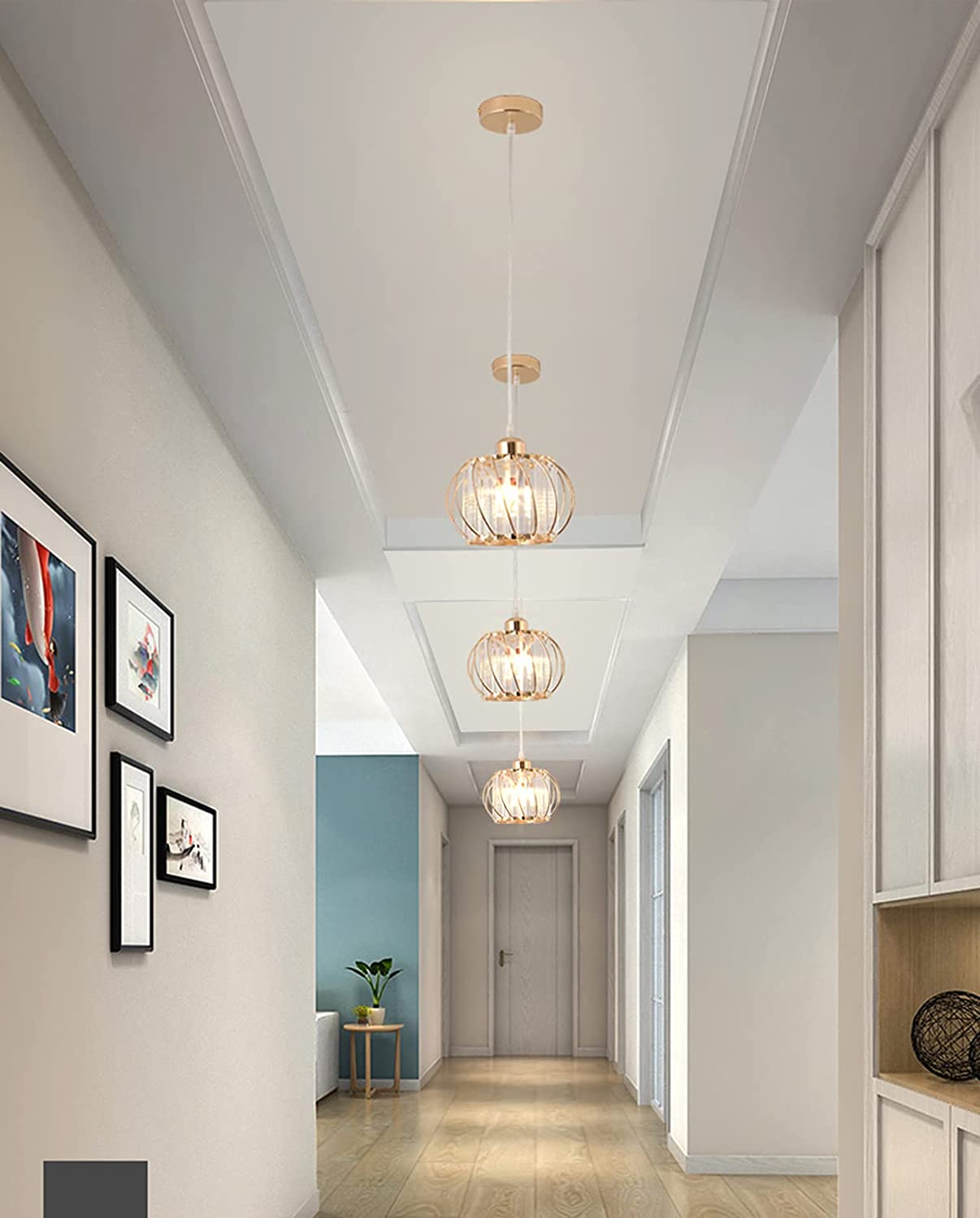 Modern gold pendant light crystal ceiling hanging lamp