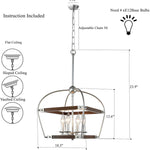 4 light farmhouse kitchen island pendant light antique wood industrial chandelier