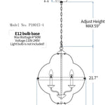 4 light pendant light rust vintage farmhouse chandelier