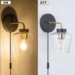 Glass plug in sconce modern black wall lamp light