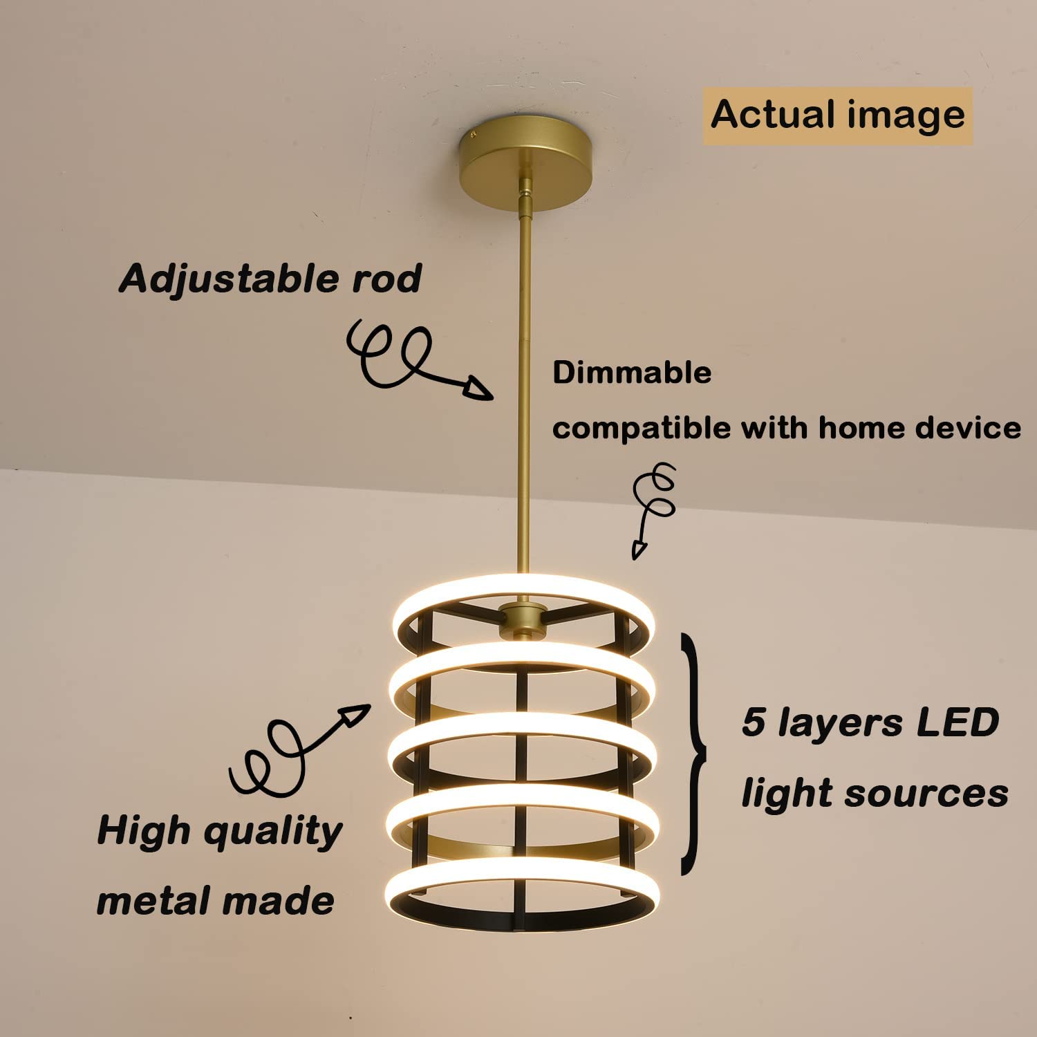 LED semi flush mount pendant Light round cage hanging pendant lamp