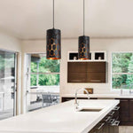 Black cylindrical pendant light mini industrial hanging lighting fixture