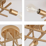 4 light modern semi flush mount ceiling light fixture with gold finish