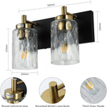 2 light vanity wall lighting fixture modern wall sconce with hammerld glass shade