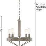 5 light farmhouse chandelier industrial nickel hanging pendant