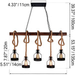 Rust farmhouse pendant light fixture for kitchen vintage 5 light black wood pendant lamp