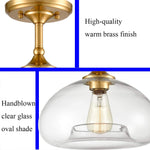 Mid Century Fluch Mount Light Fixture globe glass ceiling lamp with brass finish