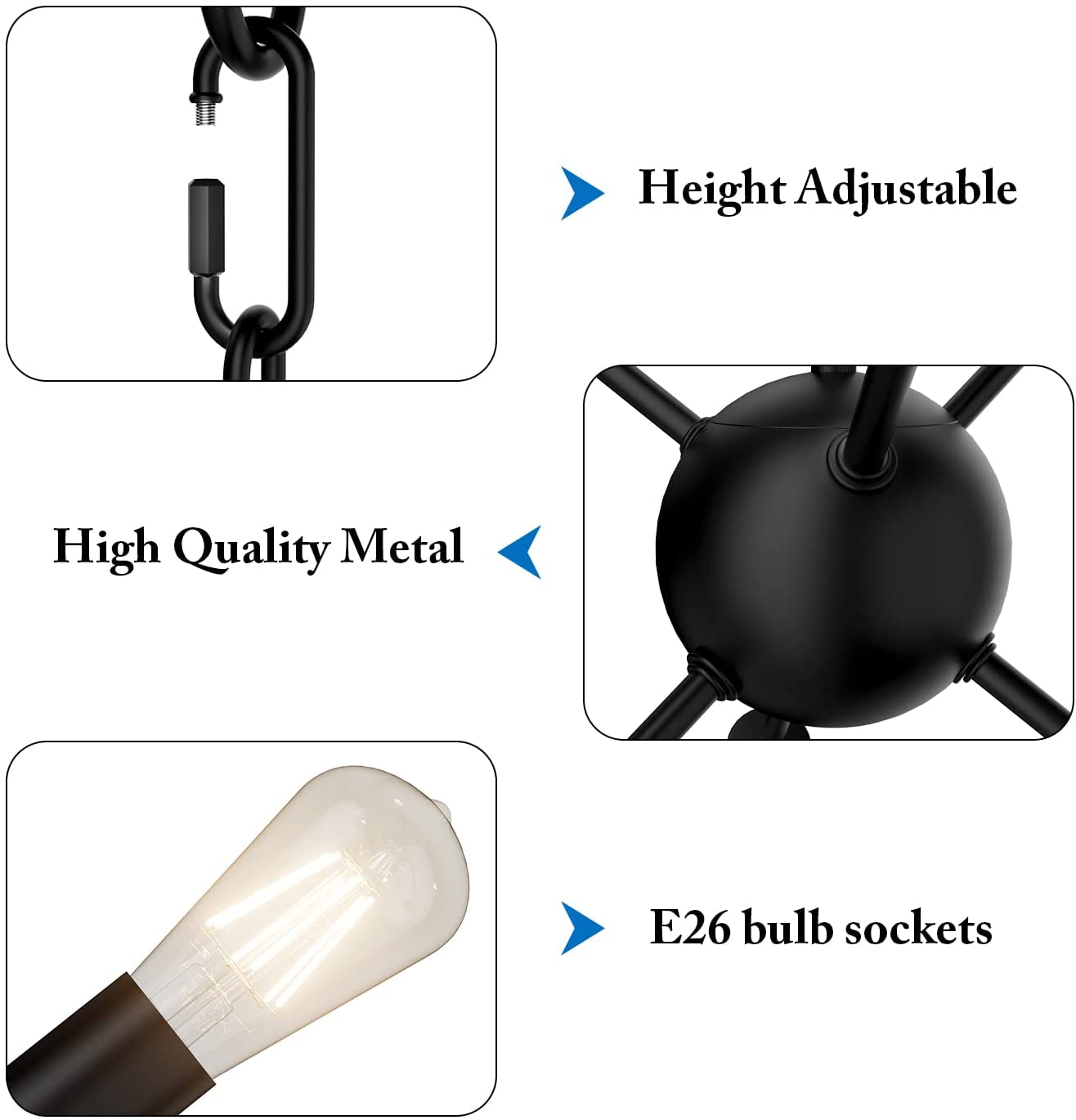 Black sputnik chandelier 6 light industrial dinning room lights chandelier
