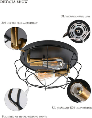2 light flush mount light fixture black farmhouse cage close to ceiling light fixtures