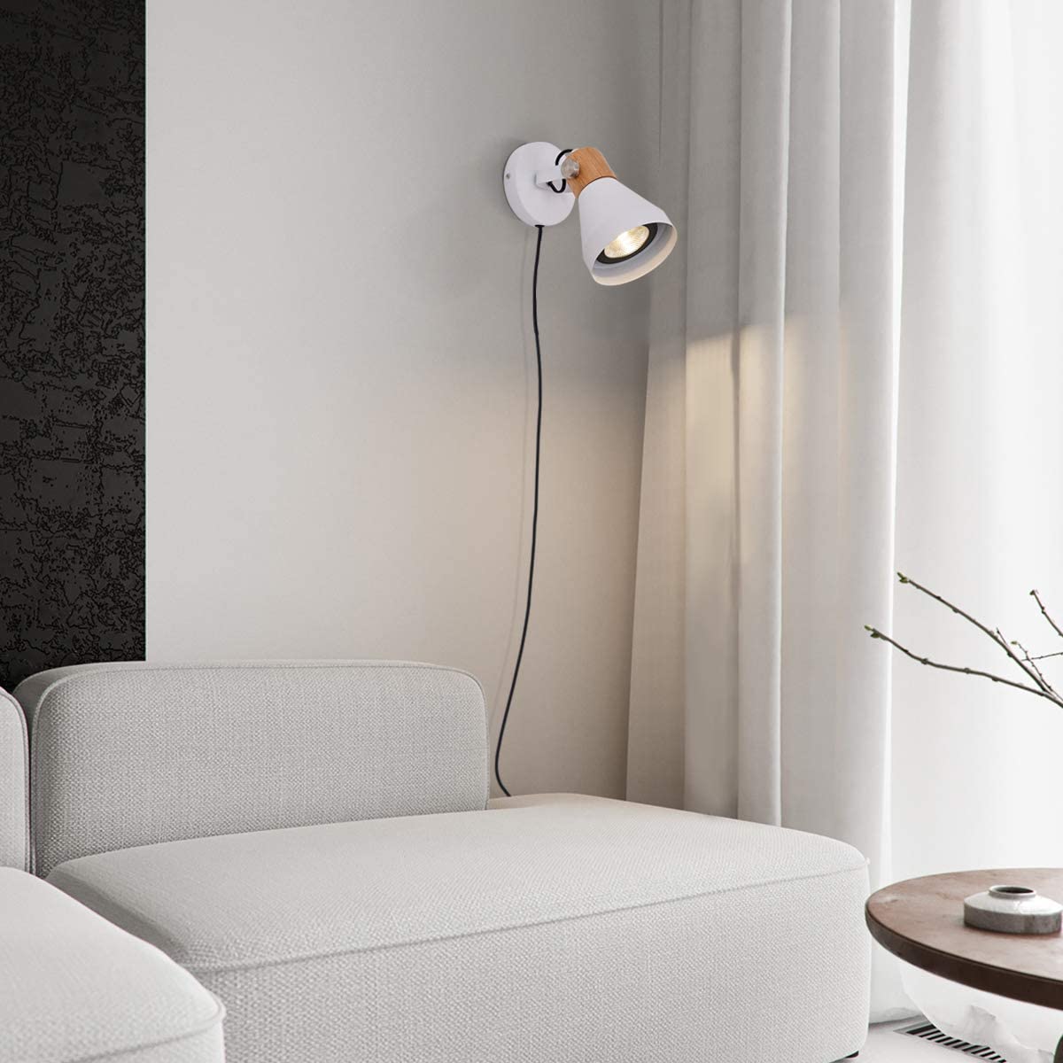 Modern wall lights with plug in cord white swing wall lights for bedroom