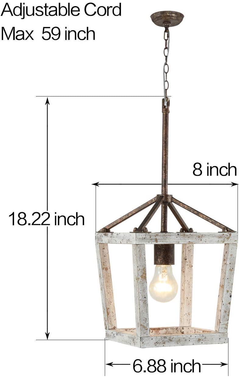 Farmhouse wood pendant light white cage chandelier rustic retro pendant light