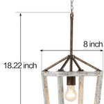 Farmhouse wood pendant light white cage chandelier rustic retro pendant light