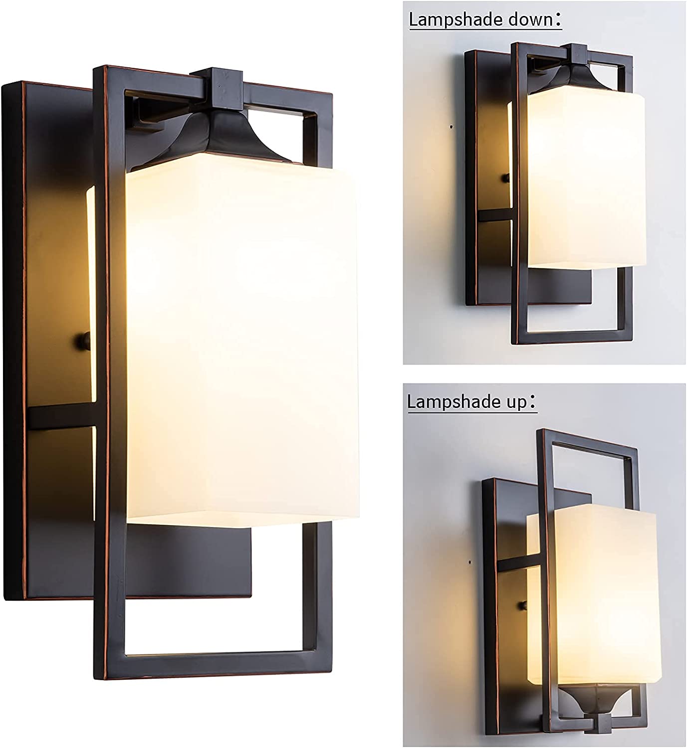 Vintage wall sconce with bronze finish glass vanity wall light fixture