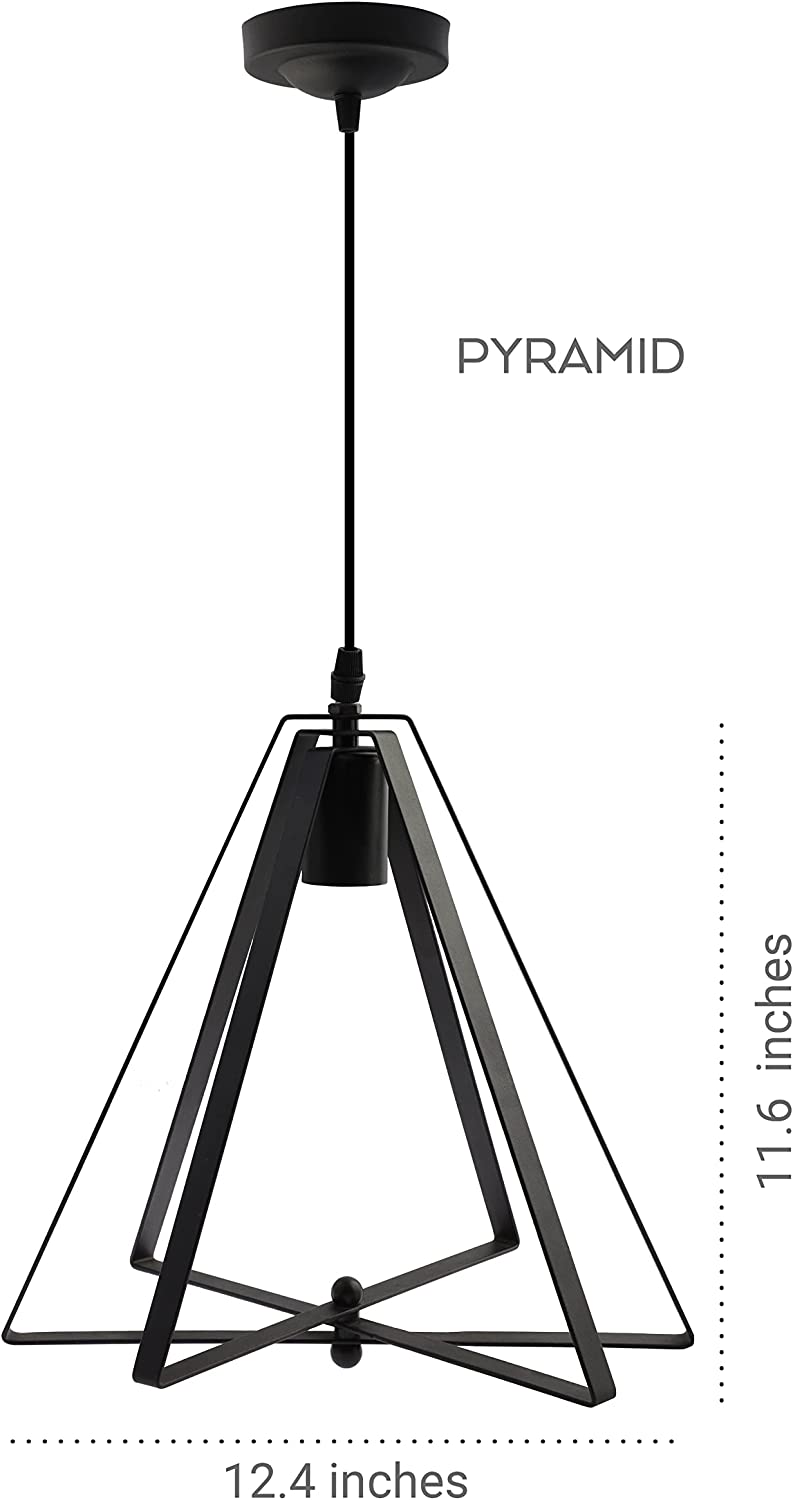 Black art pendant light fixture adjustable cage hanging lamp