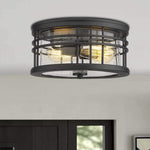 2-Light Farmhouse Semi Ceiling Light Fixture black industrial ceiling lamp