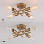 4 light modern semi flush mount ceiling light fixture with gold finish