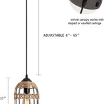 Black mini pendant lighting fixture rustic cage hemp rope pendant light fixture
