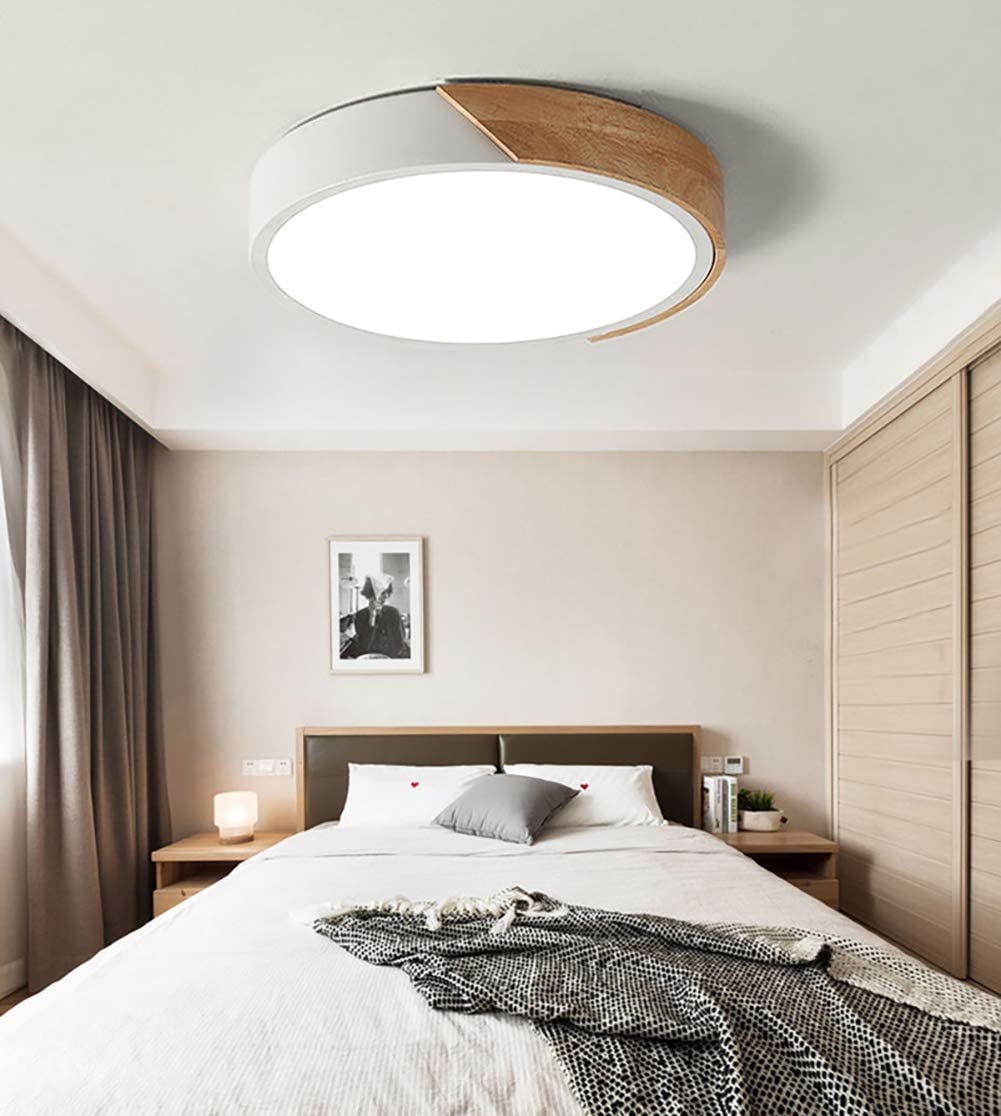 Modern LED Ceiling Light Wood style circle flush mount ceiling lamp