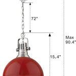 Red dome pendant light fixture vintage pendant island lights with nickel finish