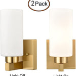 2 pack Cylinder Glasswall light fixture modern brass vanity light