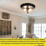 2-Light Farmhouse Semi Flush Mount Lighting Fixture black glass ceiling lamp