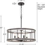 4 light farmhouse chandelier drum pendant light fixture with white wood style and black finish