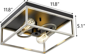 2 light flush mount ceiling lamp industrial ceiling square lighting