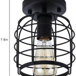 Simplicity industrial flush mount light fixture black farmhouse cage ceiling lamp