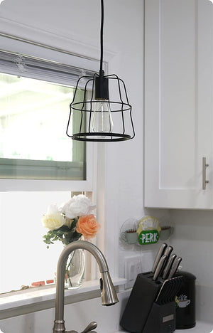 Industrial farmhouse mini  cage pendant light black hanging lamp