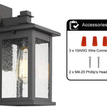 1-light lantern wall light fixture with clear seeded glass shade