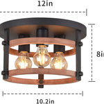 3 light rustic industrial wood close to ceiling lights farmhouse black ceiling lamp