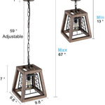 Wood industrial pendant light farmhouse island cage chandelier