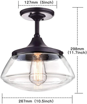 1 light vintage black metal clear glass flush mount ceiling lamp light