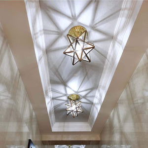Moravian Star ceiling light fixture tiffany flush mount ceiling lamp with clear glass shade