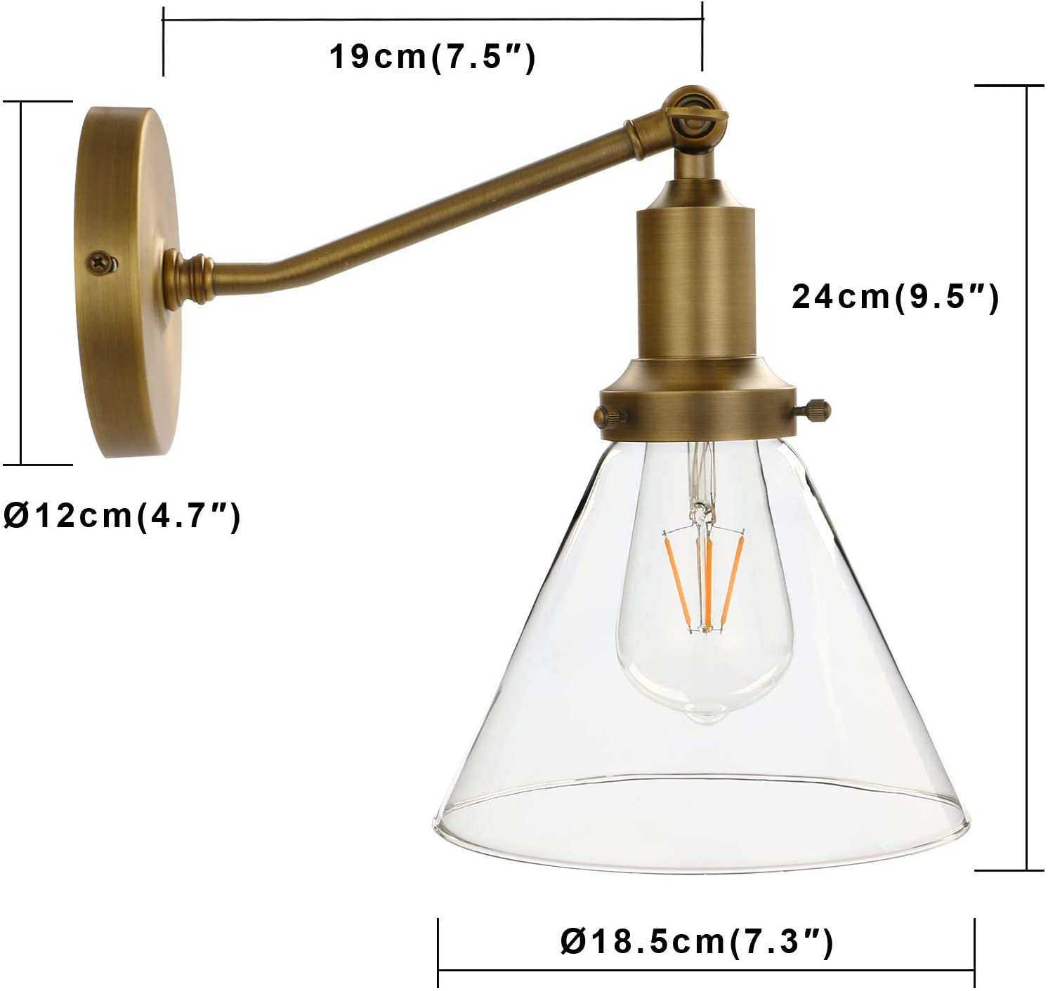 Slope pole wall mount fixture clear glass wall lamp