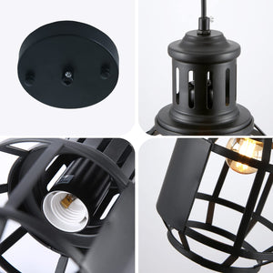 Farmhouse pendant lighting fixture black cage mini hanging light for kitchen