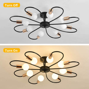 8 light modern semi flush ceiling light sputnik metal ceiling lighting