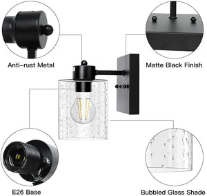 Black black bathroom vanity light bubbled glass wall light fixtures