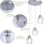 3 light pendant lighting cluster chandelier with nickel finish
