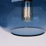 2 pack blue glass pendant lighting modern bubble light with nickel finish