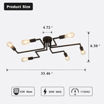 6 light semi flush ceiling lights vintage black mount ceiling lamp