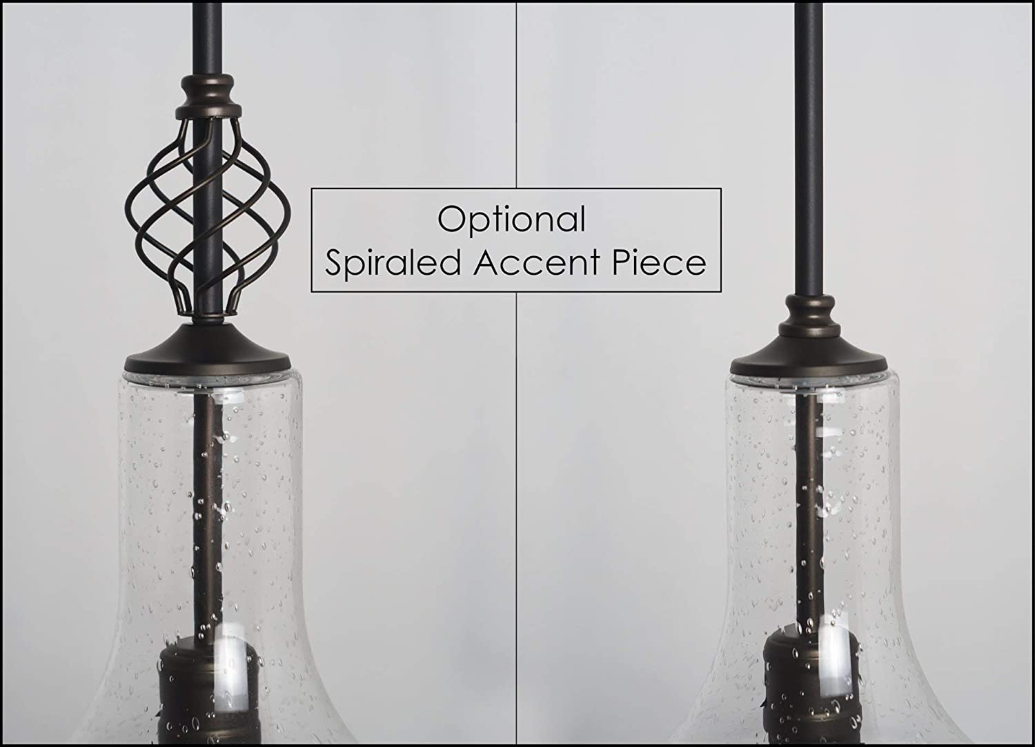 Modern clear seeded glass pendant light with oil rubbed bronze finish
