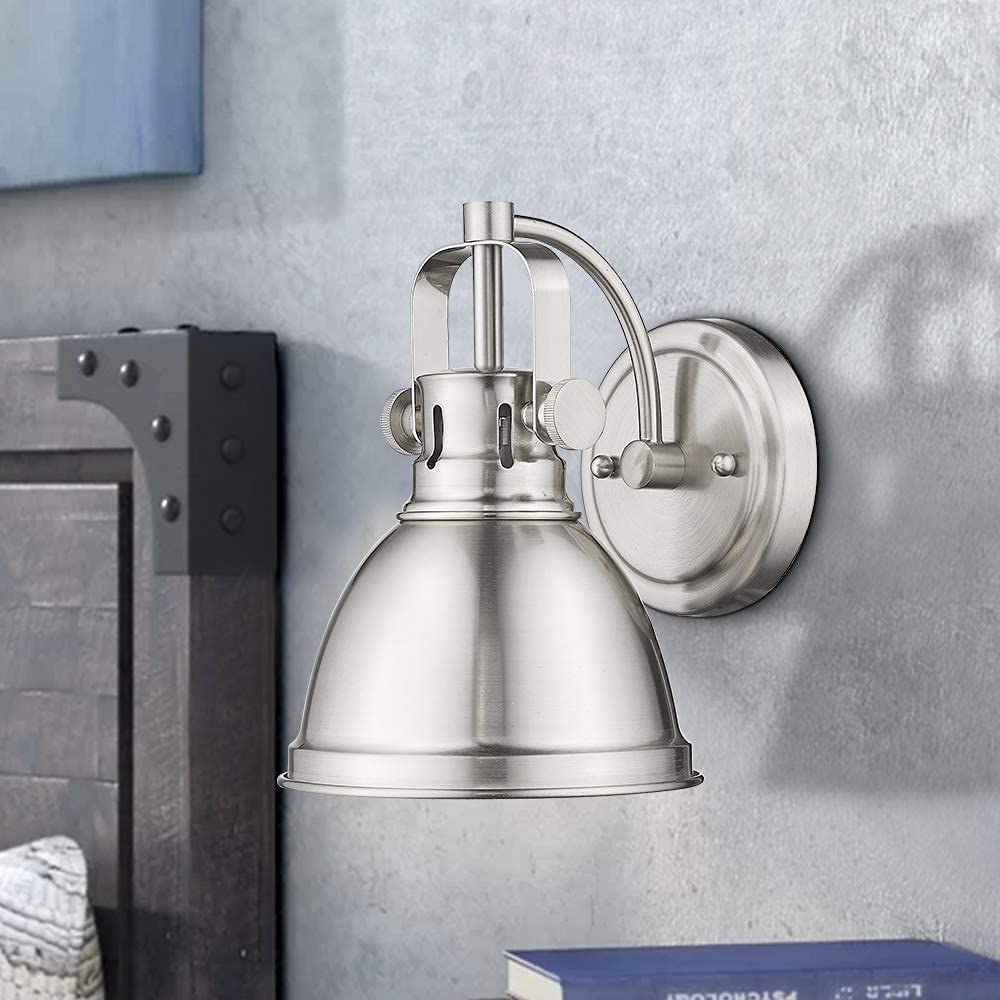 Industrial wall sconce with brush nickel