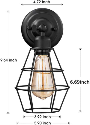 2 pack wire cage wall sconce lighting farmhouse industrial black wall lamp