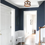 Black flush mount light pendant wood round ceiling chandelier