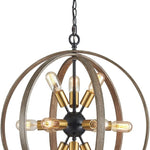 12 light globe chandelier antique farmhouse pendant lighting with oak and brass finish