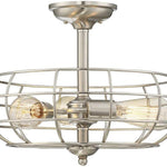 Vintage cage ceiling light 3 light farmhouse ceiling lamp with nickel finish