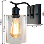 Farmhouse industrial wall light fixture black arm wall sconce with glass shade