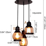 3 lights Mason Jar glass black painted pendant lamp light