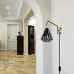Black plug in wall sconce farmhouse cage wall light fixture